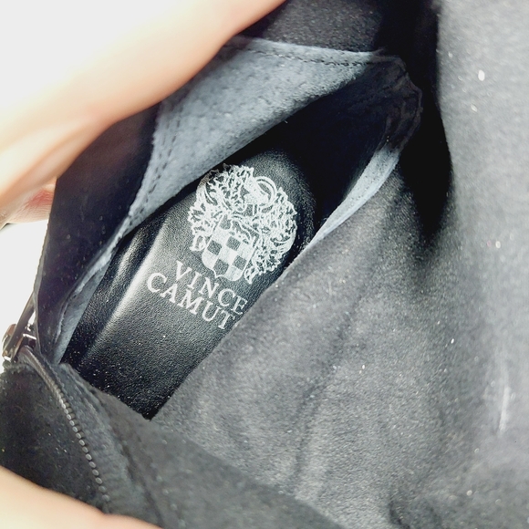 New Vince Camuto Perlanie Leather Black Pointy Toe Heel Knee Hight Boot T166 - Picture 11 of 13